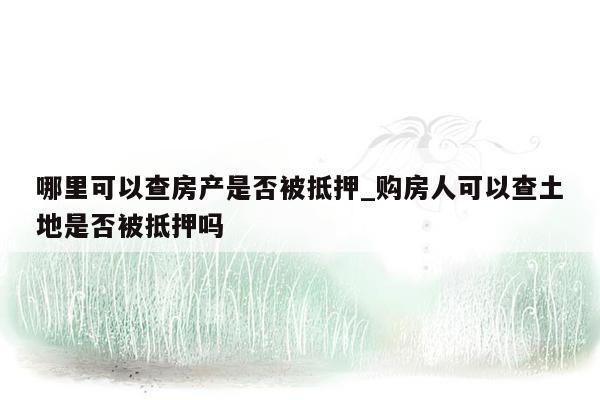 哪里可以查房产是否被抵押_购房人可以查土地是否被抵押吗