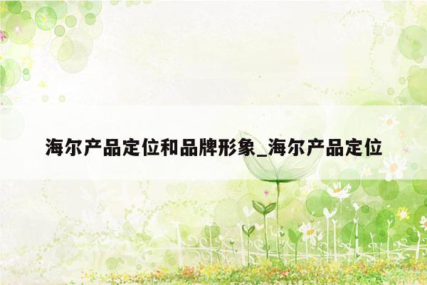 海尔产品定位和品牌形象_海尔产品定位