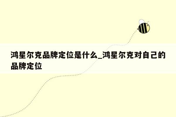 鸿星尔克品牌定位是什么_鸿星尔克对自己的品牌定位