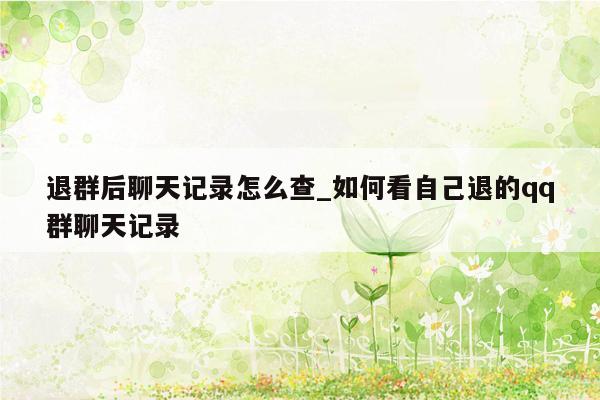 退群后聊天记录怎么查_如何看自己退的qq群聊天记录