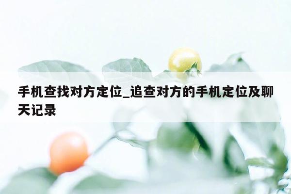 手机查找对方定位_追查对方的手机定位及聊天记录