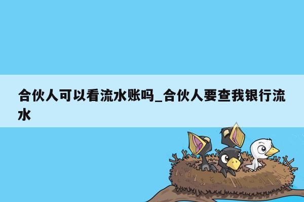 合伙人可以看流水账吗_合伙人要查我银行流水