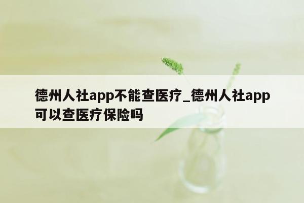 德州人社app不能查医疗_德州人社app可以查医疗保险吗