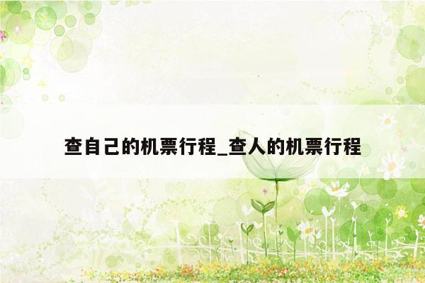 查自己的机票行程_查人的机票行程