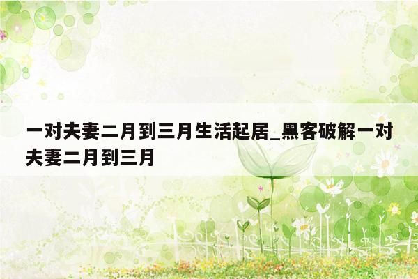 一对夫妻二月到三月生活起居_黑客破解一对夫妻二月到三月