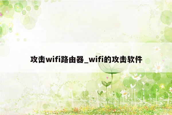 攻击wifi路由器_wifi的攻击软件