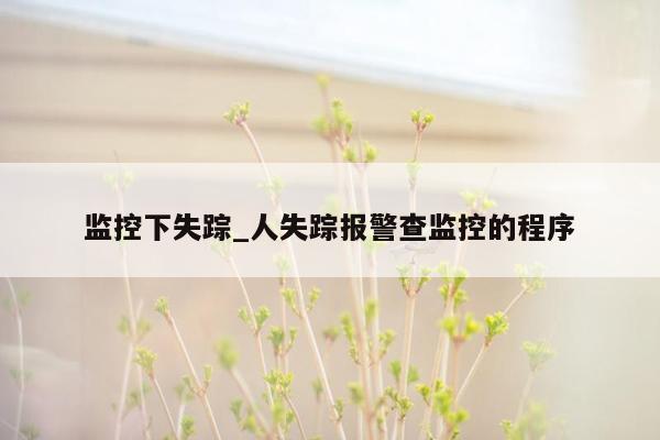 监控下失踪_人失踪报警查监控的程序