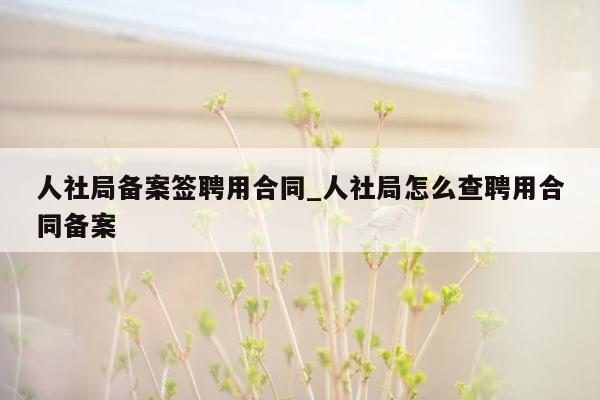 人社局备案签聘用合同_人社局怎么查聘用合同备案