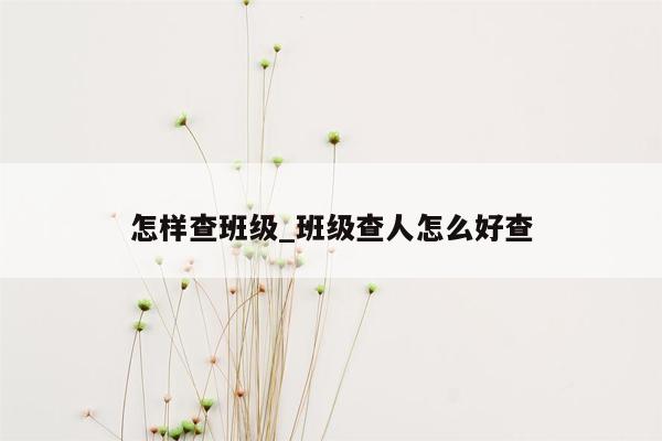 怎样查班级_班级查人怎么好查