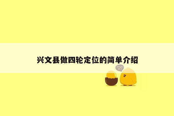 兴文县做四轮定位的简单介绍