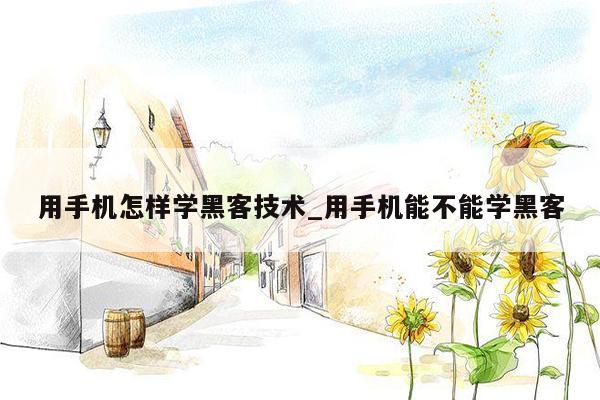 用手机怎样学黑客技术_用手机能不能学黑客
