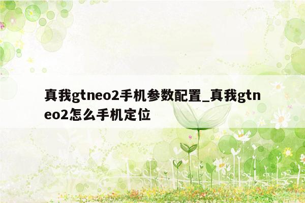 真我gtneo2手机参数配置_真我gtneo2怎么手机定位