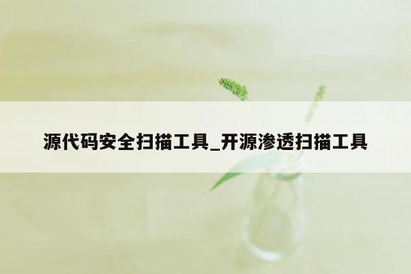 源代码安全扫描工具_开源渗透扫描工具