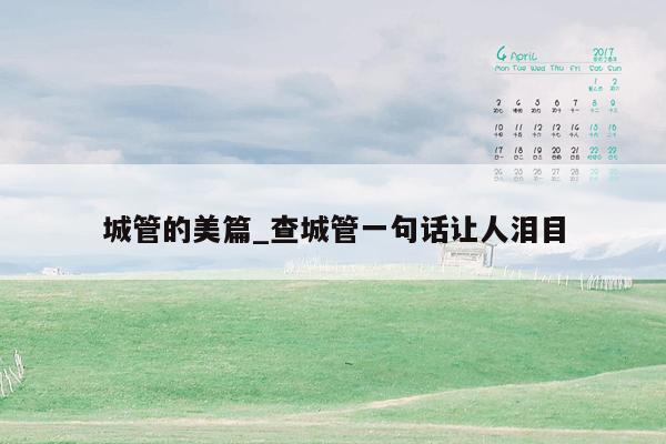 城管的美篇_查城管一句话让人泪目