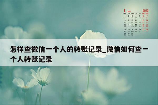 怎样查微信一个人的转账记录_微信如何查一个人转账记录