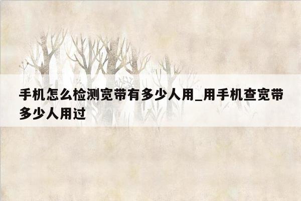 手机怎么检测宽带有多少人用_用手机查宽带多少人用过