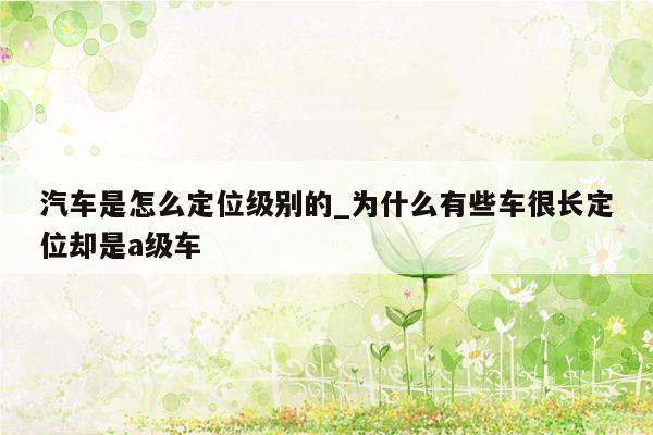 汽车是怎么定位级别的_为什么有些车很长定位却是a级车