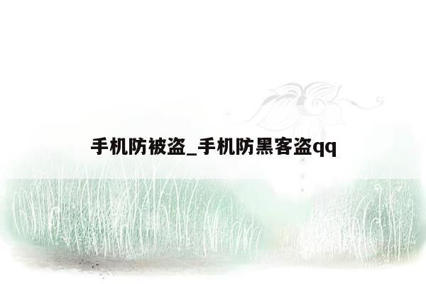 手机防被盗_手机防黑客盗qq