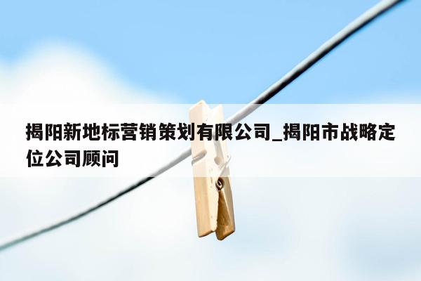 揭阳新地标营销策划有限公司_揭阳市战略定位公司顾问