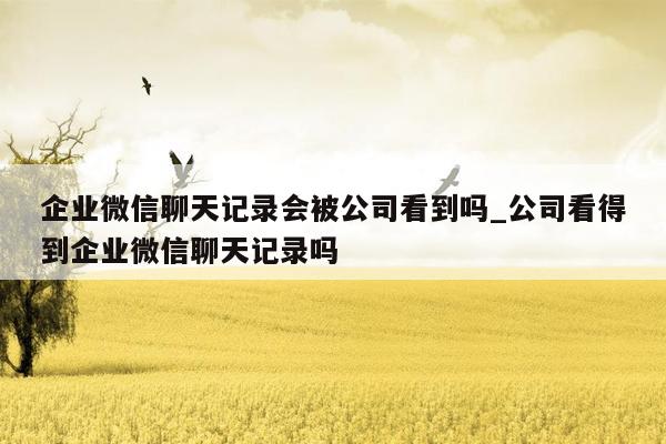 企业微信聊天记录会被公司看到吗_公司看得到企业微信聊天记录吗