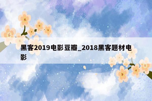 黑客2019电影豆瓣_2018黑客题材电影