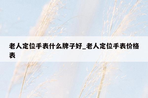 老人定位手表什么牌子好_老人定位手表价格表