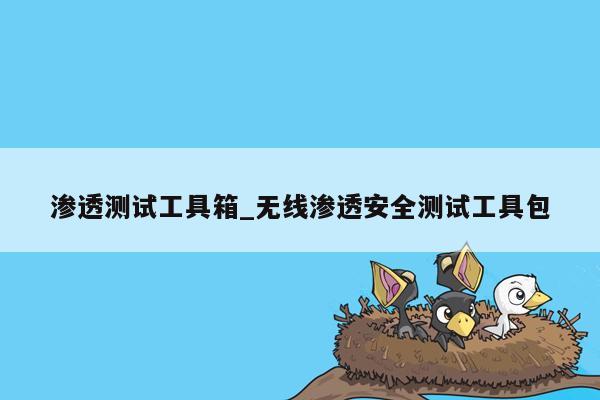 渗透测试工具箱_无线渗透安全测试工具包