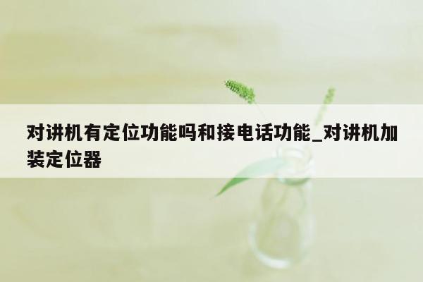对讲机有定位功能吗和接电话功能_对讲机加装定位器