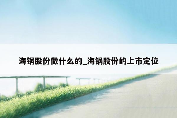 海锅股份做什么的_海锅股份的上市定位