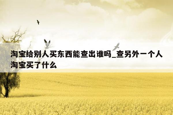 淘宝给别人买东西能查出谁吗_查另外一个人淘宝买了什么