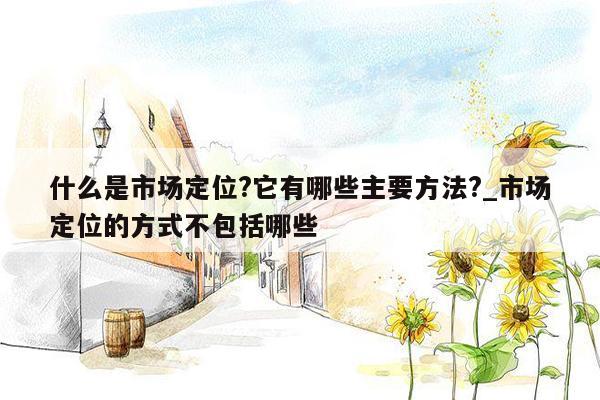 什么是市场定位?它有哪些主要方法?_市场定位的方式不包括哪些