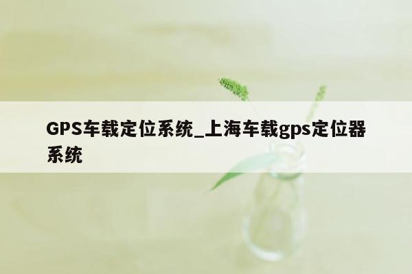 GPS车载定位系统_上海车载gps定位器系统