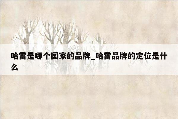 哈雷是哪个国家的品牌_哈雷品牌的定位是什么