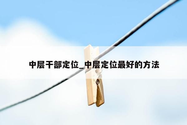 中层干部定位_中层定位最好的方法