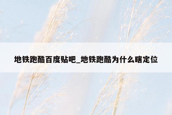 地铁跑酷百度贴吧_地铁跑酷为什么瞎定位