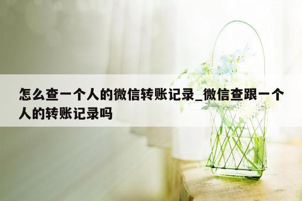 怎么查一个人的微信转账记录_微信查跟一个人的转账记录吗