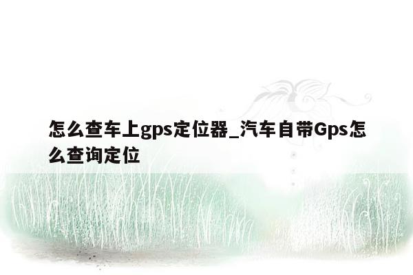 怎么查车上gps定位器_汽车自带Gps怎么查询定位