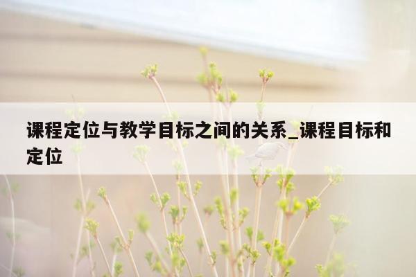课程定位与教学目标之间的关系_课程目标和定位