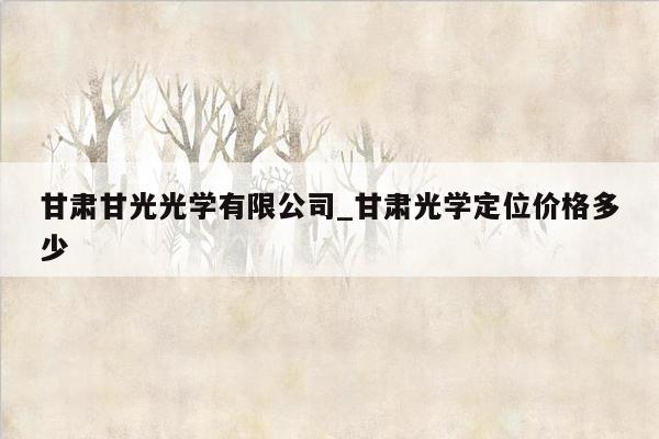 甘肃甘光光学有限公司_甘肃光学定位价格多少