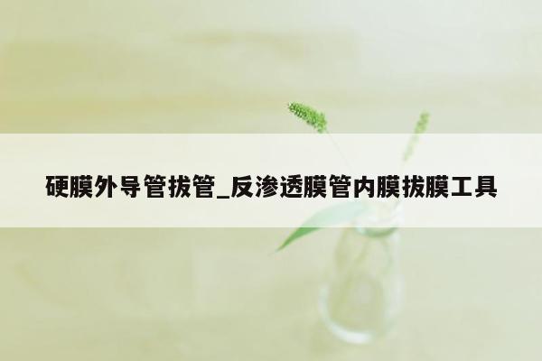 硬膜外导管拔管_反渗透膜管内膜拔膜工具