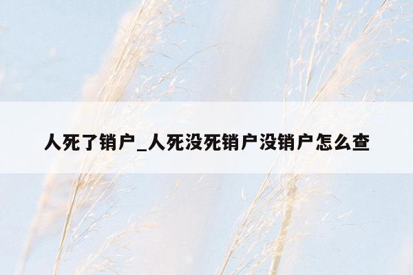人死了销户_人死没死销户没销户怎么查