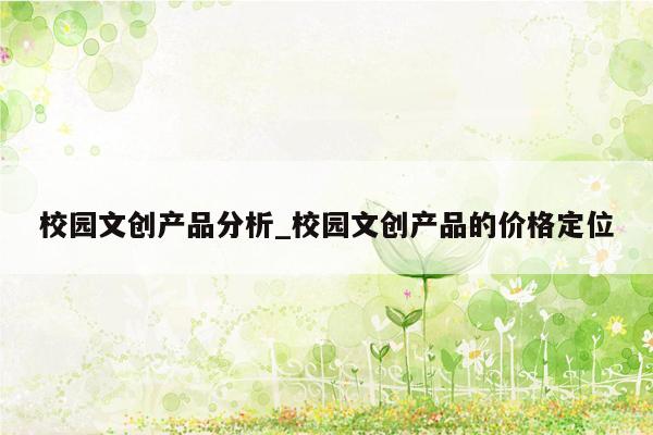 校园文创产品分析_校园文创产品的价格定位