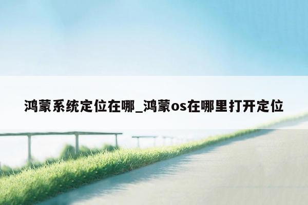 鸿蒙系统定位在哪_鸿蒙os在哪里打开定位
