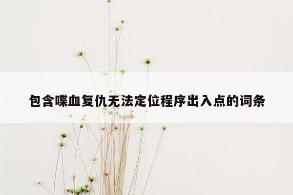 包含喋血复仇无法定位程序出入点的词条