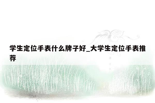 学生定位手表什么牌子好_大学生定位手表推荐