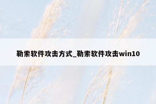 勒索软件攻击方式_勒索软件攻击win10