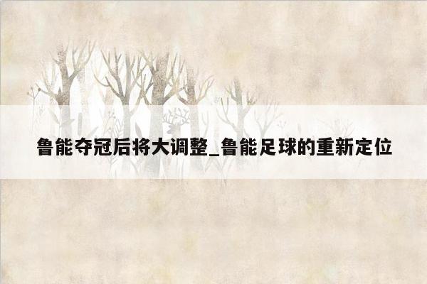 鲁能夺冠后将大调整_鲁能足球的重新定位