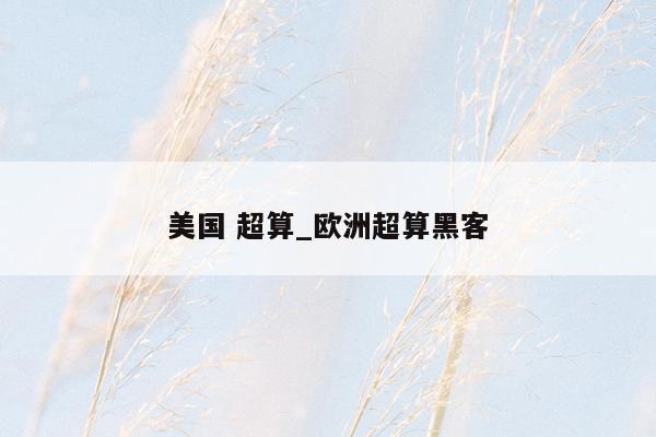 美国 超算_欧洲超算黑客