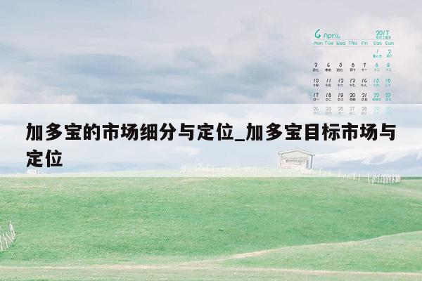 加多宝的市场细分与定位_加多宝目标市场与定位