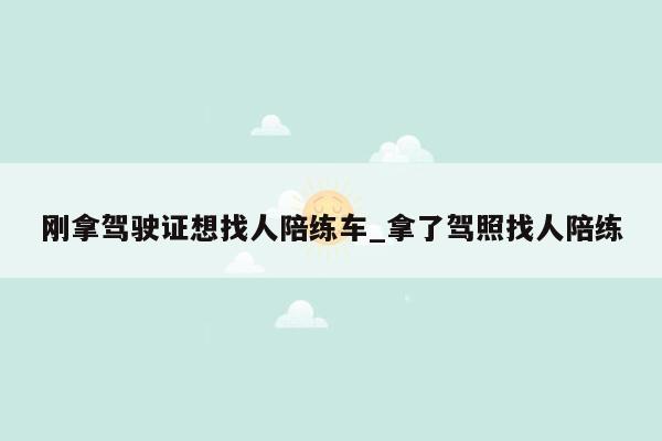 刚拿驾驶证想找人陪练车_拿了驾照找人陪练